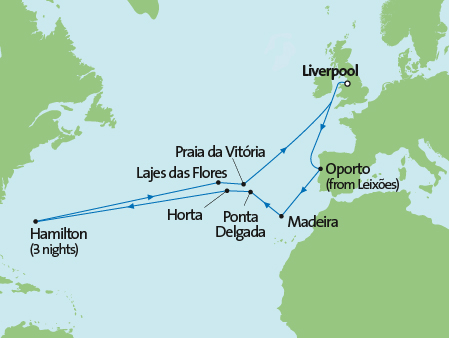 Boudicca's June 2017 Liverpool-America's Cup cruise route